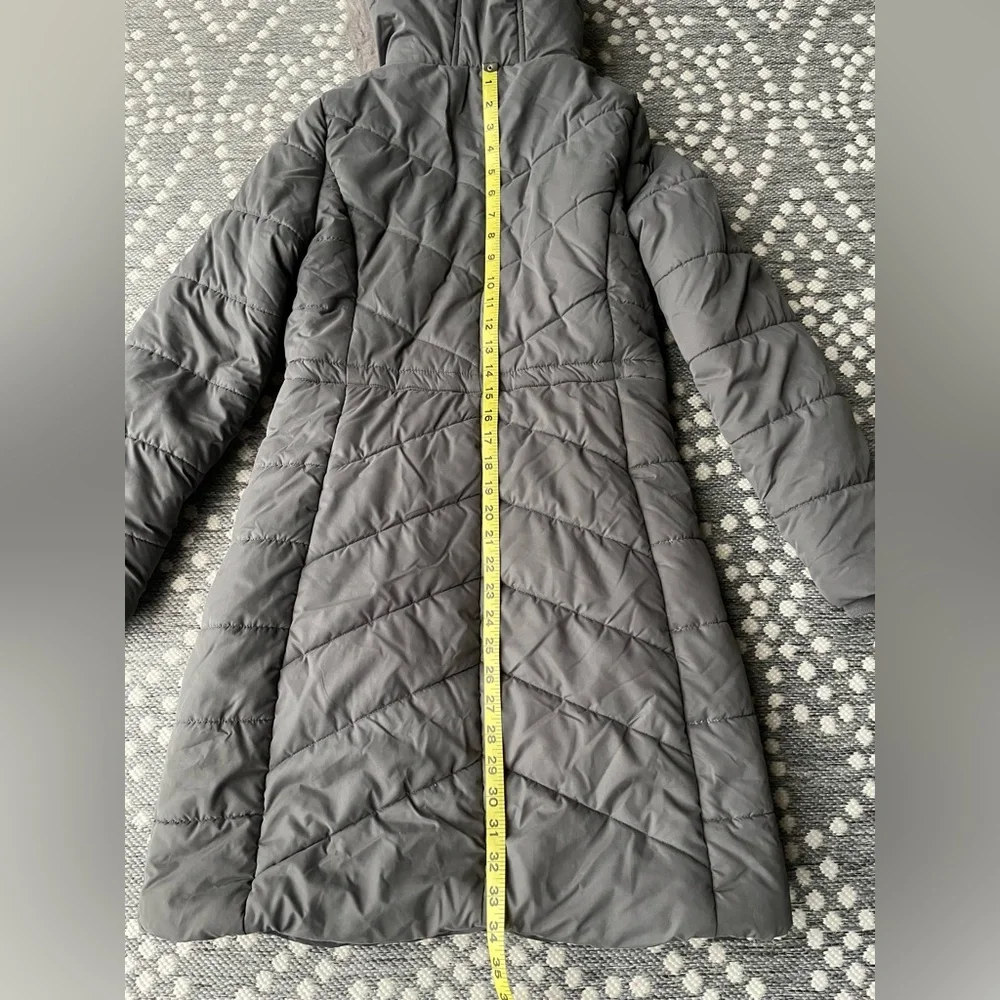 A New Day Parka Coat Jacket Fur Hood Small pewter gray grey quilted puffer zip - Picture 13 of 13
